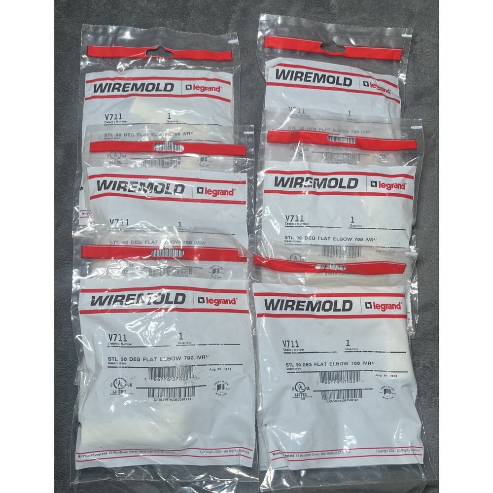 Lot Of 6 Wiremold x Legrand V711 Steel 90 Degree 700 Series Flat Elbow Ivory